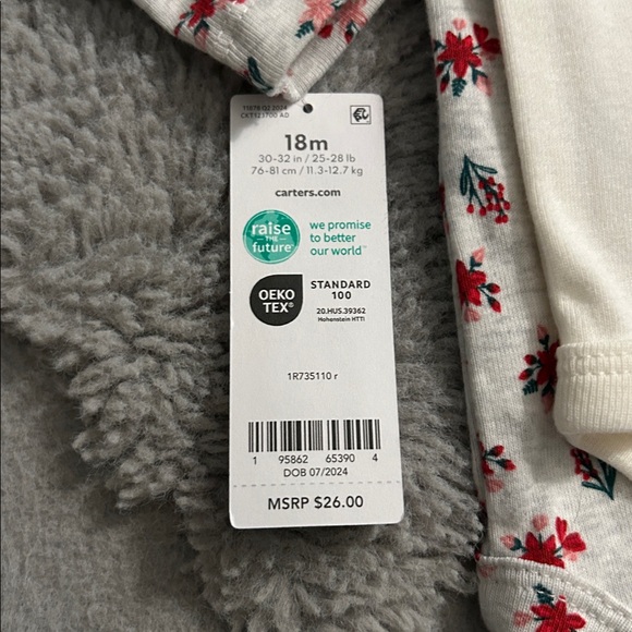 **New Item In! NEW Carter's Christmas Floral Long Sleeve Bodysuit Set - Picture 7 of 7